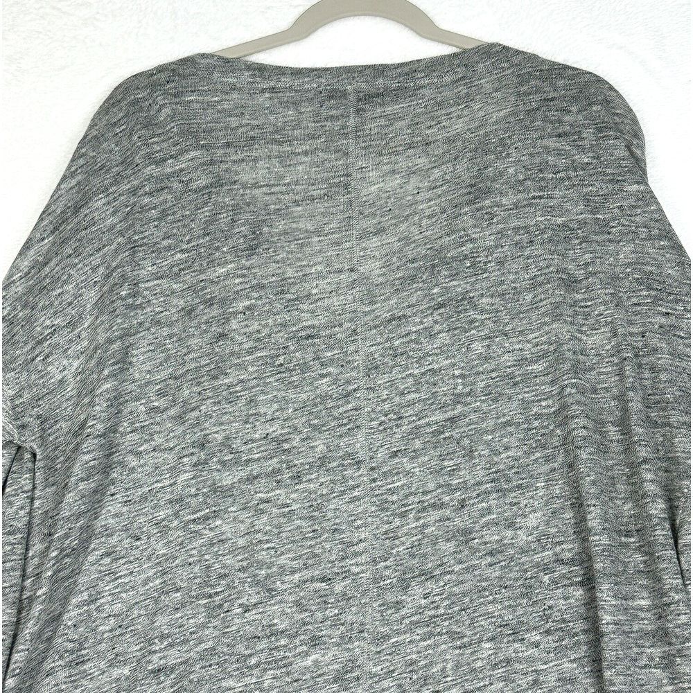 Banana Republic V Neck Linen Pullover Top Womens Large Grey Long Sleeve Pocket - Picture 7 of 12